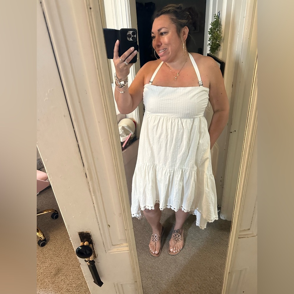 Anthropologie White Halter Dress size XL like new